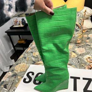 Neon Snake Skin Schutz Platform Boots